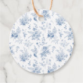 Blue Toile Pumpkin Franse Herfst Verjaardagskring Bedankjes Labels (Achterkant)