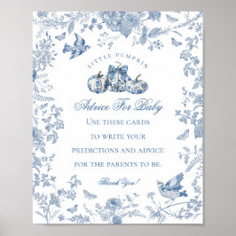 Blue Toile Pumpkin French Fall Advice for Baby Poster