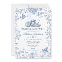 Blue Toile Pumpkin French Fall Bridal Shower