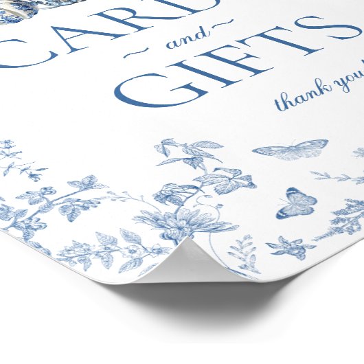 Blue Toile Pumpkin French Fall Cards & Gifts Sign Poster (Hoek)