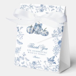Blue Toile Pumpkin French Fall Dessert Favor Boxes Bedankdoosjes