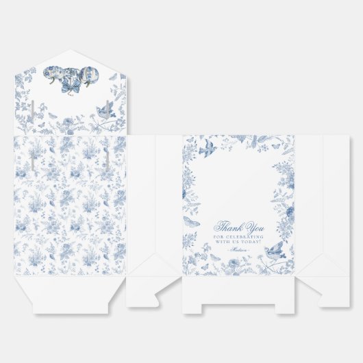 Blue Toile Pumpkin French Fall Dessert Favor Boxes Bedankdoosjes (Ongevouwen)