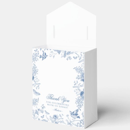 Blue Toile Pumpkin French Fall Dessert Favor Boxes Bedankdoosjes (Open)