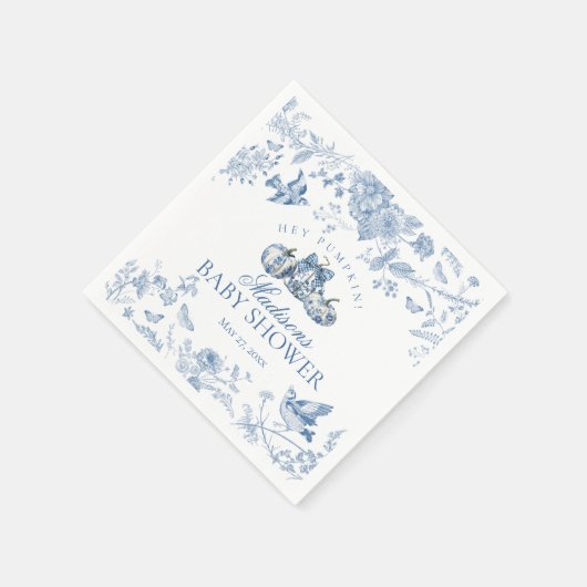 Blue Toile Pumpkin French Fall Floral Baby Shower Servet (Hoek)