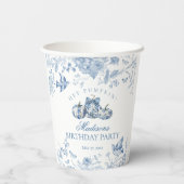 Blue Toile Pumpkin French Fall Floral Birthday Papieren Bekers (Achterkant)