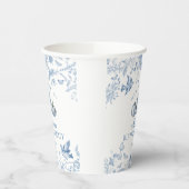 Blue Toile Pumpkin French Fall Floral Birthday Papieren Bekers (Links)
