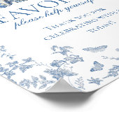 Blue Toile Pumpkin French Fall Floral Favors Sign Poster (Hoek)