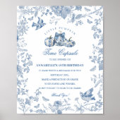 Blue Toile Pumpkin French Fall Time Capsule Poster (Voorkant)