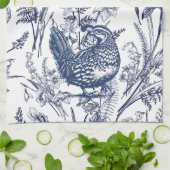 Blue Toile Quail - Wildlife at Home Theedoek (Gevouwen)