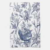 Blue Toile Quail - Wildlife at Home Theedoek (Verticaal)