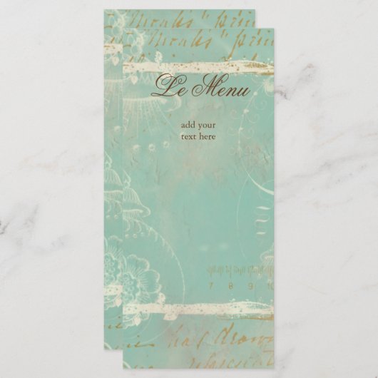 Blue Toile Rack-kaarten Menu (Voorkant / Achterkant)