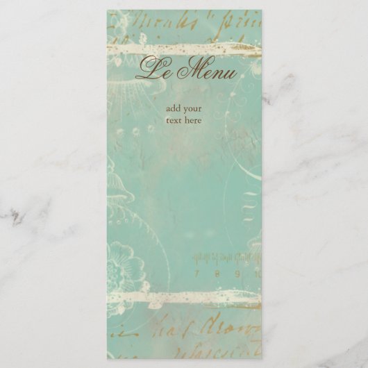 Blue Toile Rack-kaarten Menu (Voorkant)