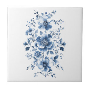 Blue Toile Regency Chinoiserie Waterverf Floral Tegeltje