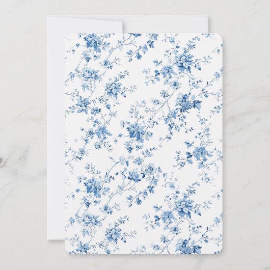 Blue Toile Rocking Horse Baby shower Kaart (Achterkant)