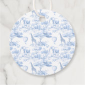 Blue Toile Safari Animal Baby shower Bedankt Bedankjes Labels (Achterkant)