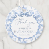 Blue Toile Safari Animal Baby shower Bedankt Bedankjes Labels (Voorkant)