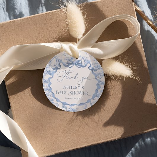 Blue Toile Safari Animal Baby shower Bedankt Bedankjes Labels