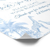 Blue Toile Safari Animal Baby shower Boeken Poster (Hoek)