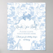 Blue Toile Safari Animal Baby shower Boeken Poster (Voorkant)