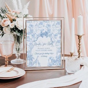 Blue Toile Safari Animal Baby shower Boeken Poster