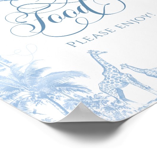 Blue Toile Safari Animal Baby shower Food Poster (Hoek)