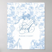 Blue Toile Safari Animal Baby shower Food Poster (Voorkant)
