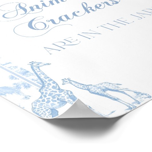 Blue Toile Safari Animal Baby shower Game Poster (Hoek)