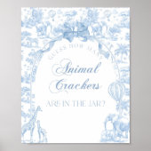 Blue Toile Safari Animal Baby shower Game Poster (Voorkant)