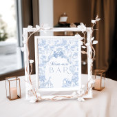 Blue Toile Safari Animal Baby shower Momosa Bar Poster