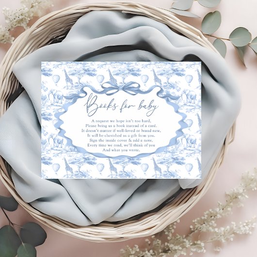 Blue Toile Safari Animal Books voor Baby-ticket Informatiekaartje