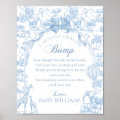 Blue Toile Safari Baby shower Bump Message Poster (Voorkant)