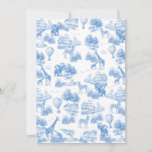 Blue Toile Safari Baby Shower Invitation Kaart (Achterkant)