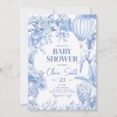 Blue Toile Safari Baby shower Kaart (Voorkant)