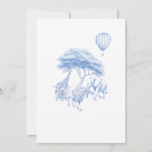 Blue Toile Safari Baby shower Kaart (Achterkant)