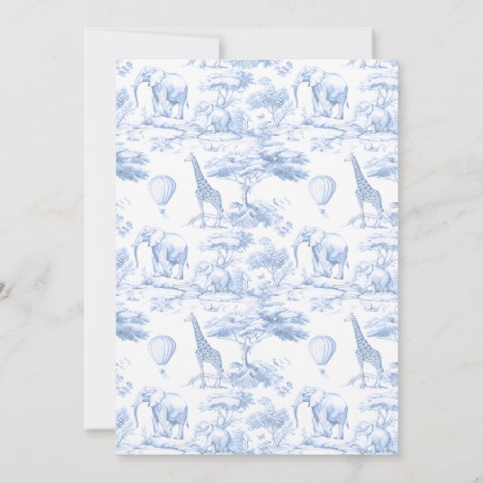 Blue Toile Safari Baby shower Uitnodiging (Achterkant)