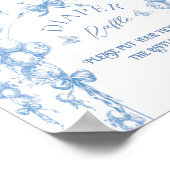 Blue Toile Safari Dier Baby shower Luier Poster (Hoek)