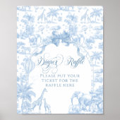 Blue Toile Safari Dier Baby shower Luier Raffle Poster (Voorkant)