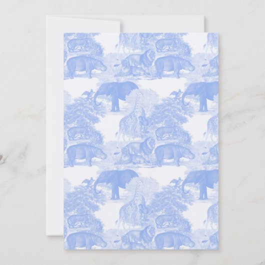 Blue Toile Safari Dieren Chinoiserie Jongen Verjaa Kaart (Achterkant)
