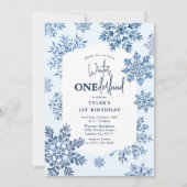 Blue Toile Snowflake Winter 1e verjaardag Kaart (Voorkant)