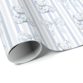  Blue Toile & Stripes Boy Baby shower Cadeaupapier