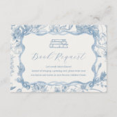 Blue Toile Teddy Bear Baby shower Boek Kaart (Voorkant)