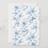 Blue Toile Teddy Bear Baby shower Kaart (Achterkant)