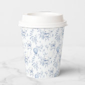 Blue Toile Teddy Bear Baby shower Papieren Bekers (Achterkant)