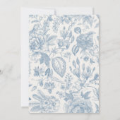 Blue Toile Teddy Bear Baby shower Uitnodiging (Achterkant)