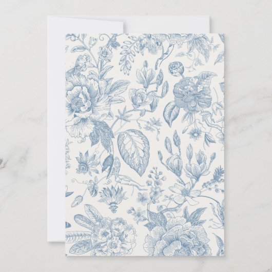 Blue Toile Teddy Bear Baby shower Uitnodiging (Achterkant)