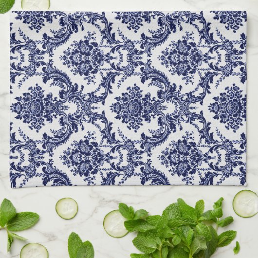 Blue Toile Theedoek (Gevouwen)