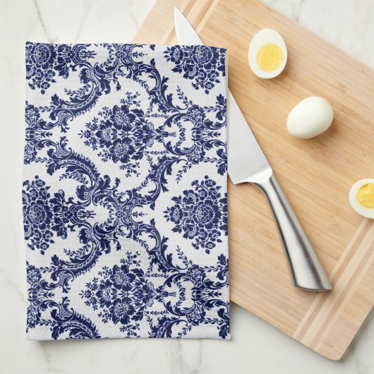 Blue Toile Theedoek (Quarter Fold)