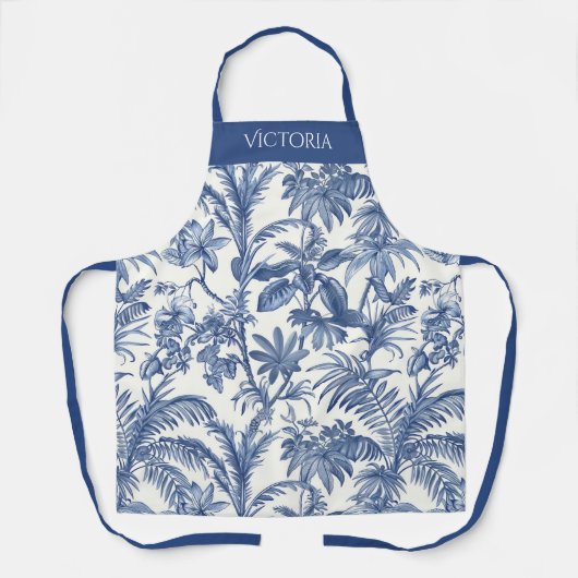 Blue Toile Tropical Boho Palm Tree Personalized Schort (Voorkant)