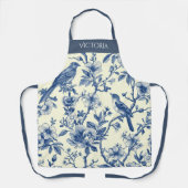 Blue Toile Vogels Gepersonaliseerd Shabby Chic Schort (Voorkant)