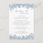 Blue Toile Wedding Details Behuizing Kaart Floral (Voorkant)